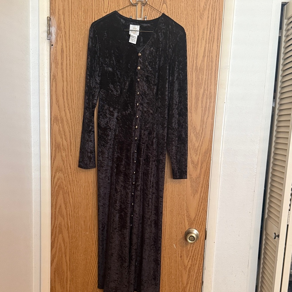 Vintage Bentley Crushed Velvet Bodycon Corset Lace Up Back Black Dress Size 8